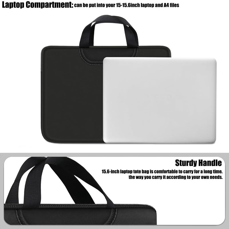 Naukay Laptop Sleeve Bag 15.6 Inch, Durable Traveling Briefcase Handle Bag & with Extra Pockets, Computer Protective Case Compatible for 15 15.6 inch HP, Dell, Acer, Asus, Black - Image 3